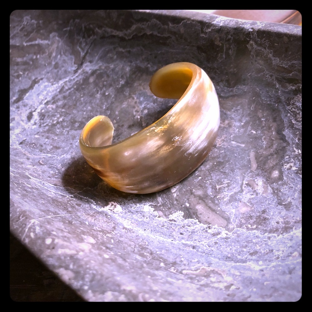 Authentic horn cuff, translucent caramel brown.
